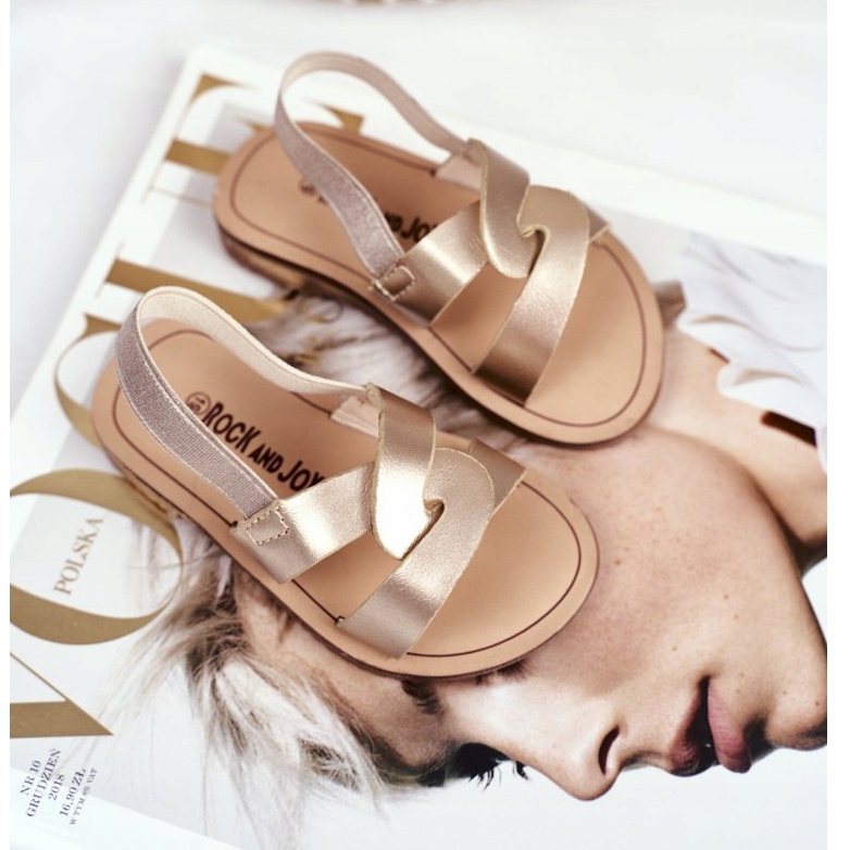 FRROCK Calça as sandálias infantis com um elástico Golden Bambino dourado 2 FRROCK Calça as sandálias infantis com um elástico Golden Bambino dourado 2