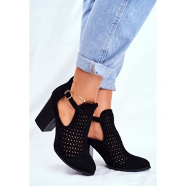 Bellucci Botas de salto feminino em camurça Openwork Black Morrena preto 1