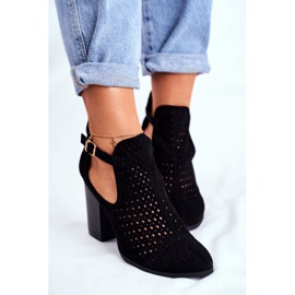 Bellucci Botas de salto feminino em camurça Openwork Black Morrena preto 2