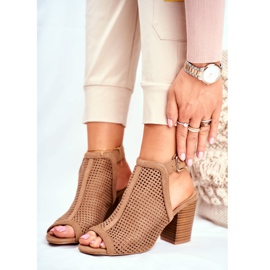 FB1 Botas Openwork Feminino Peep Toe Beige Paradise bege 2