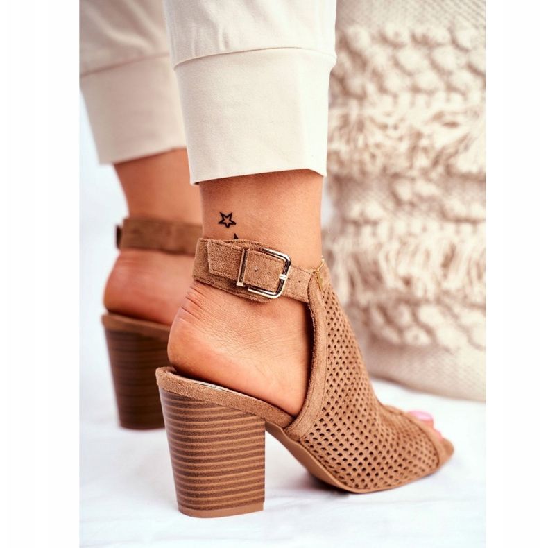 FB1 Botas Openwork Feminino Peep Toe Beige Paradise bege 1