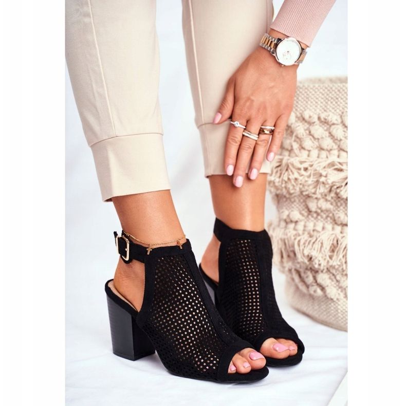 FB1 Botas Openwork Feminino Peep Toe Black Paradise preto 1