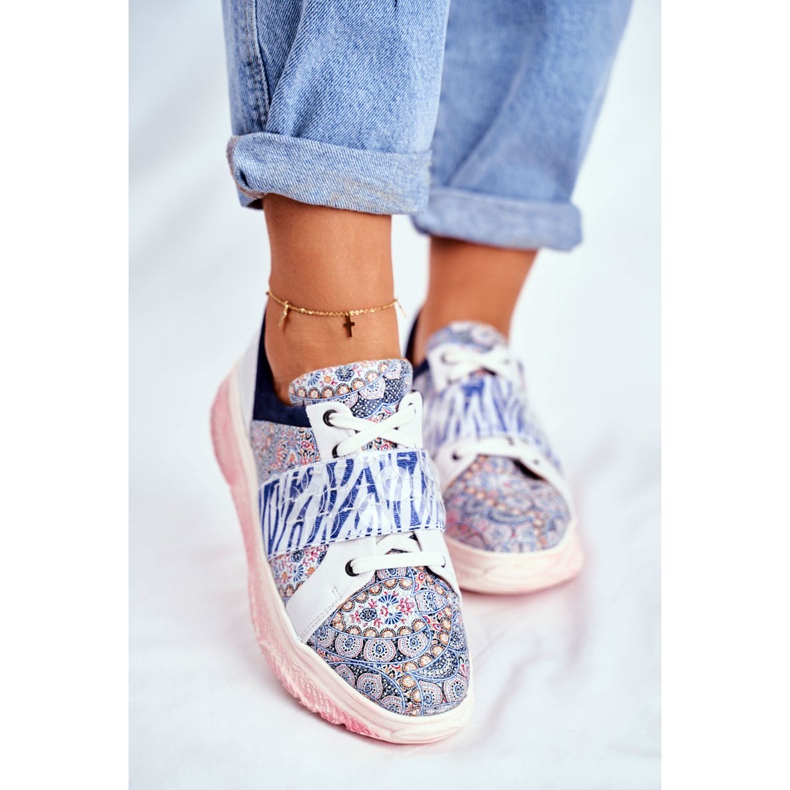 Calçados Esportivos Femininos Tênis de Couro Maciejka 04448-27 castanho azul marinho 2