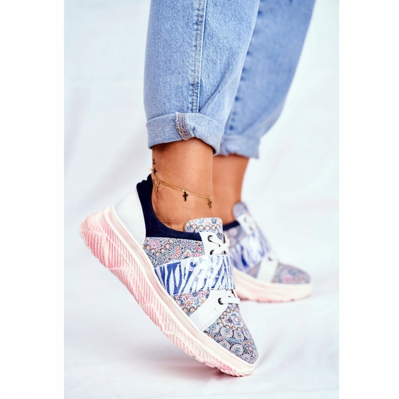 Calçados Esportivos Femininos Tênis de Couro Maciejka 04448-27 castanho azul marinho 1