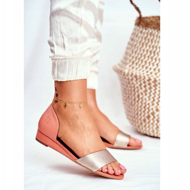 Sandálias femininas Maciejka Couro Pêssego 1971 Nomara laranja amarelo 1