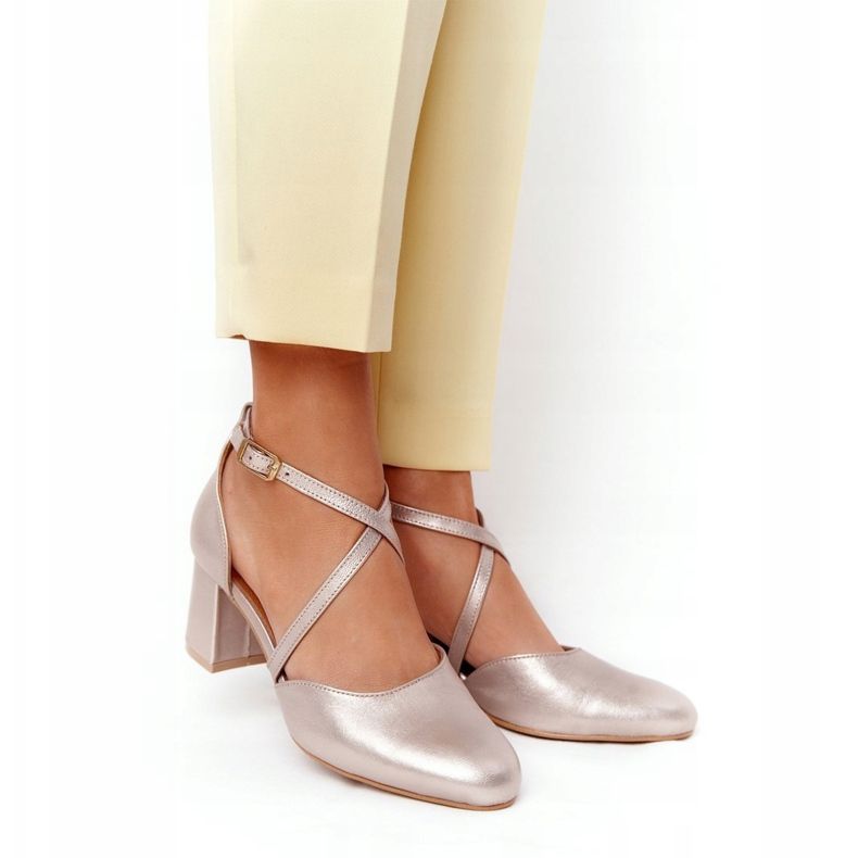 Mulheres Pumps Maciejka Couro Dourado 04070-25 2