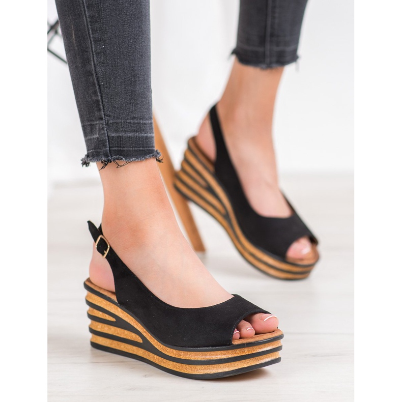 Goodin Sandálias de camurça leve preto 2