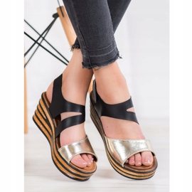 Goodin Sandálias elegantes com velcro preto amarelo 1