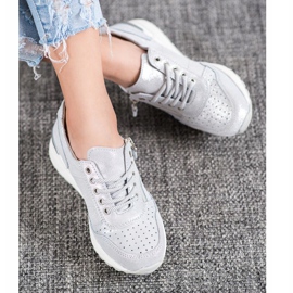 Tênis de couro com zíper VINCEZA cinza 2 Tênis de couro com zíper VINCEZA cinza 2