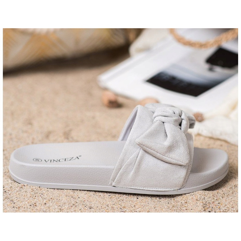 Chinelos VINCEZA com laço cinza 2