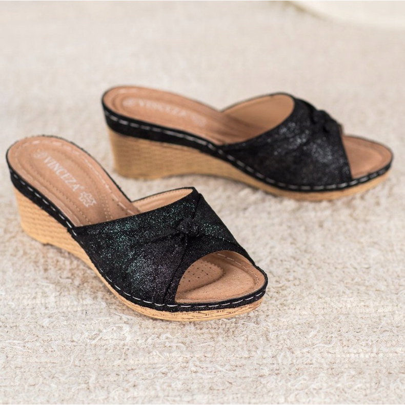 Chinelos VINCEZA glitter elegantes preto 2