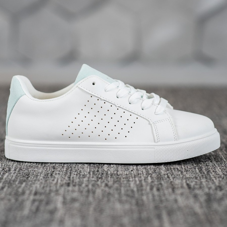 SHELOVET Sapatos Brancos com Inserção de Camurça 2