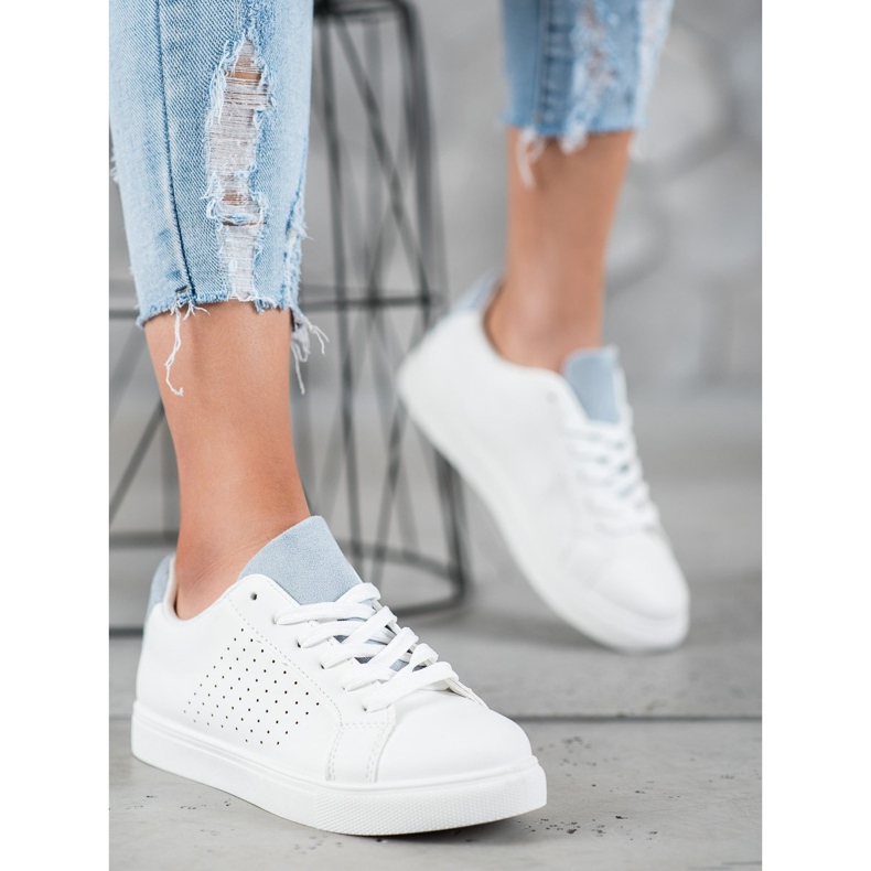 SHELOVET Sapatos Brancos com Inserção de Camurça 2 SHELOVET Sapatos Brancos com Inserção de Camurça 2