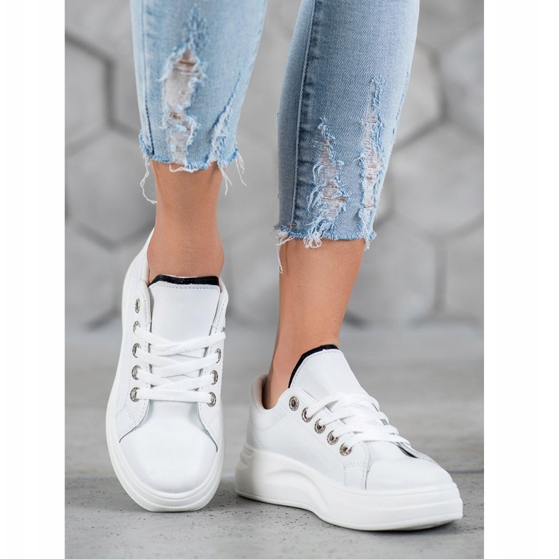 SHELOVET Tênis da moda na plataforma branco 2