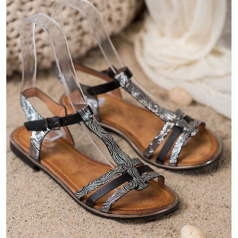 Small Swan Sandálias elegantes preto cinza 1