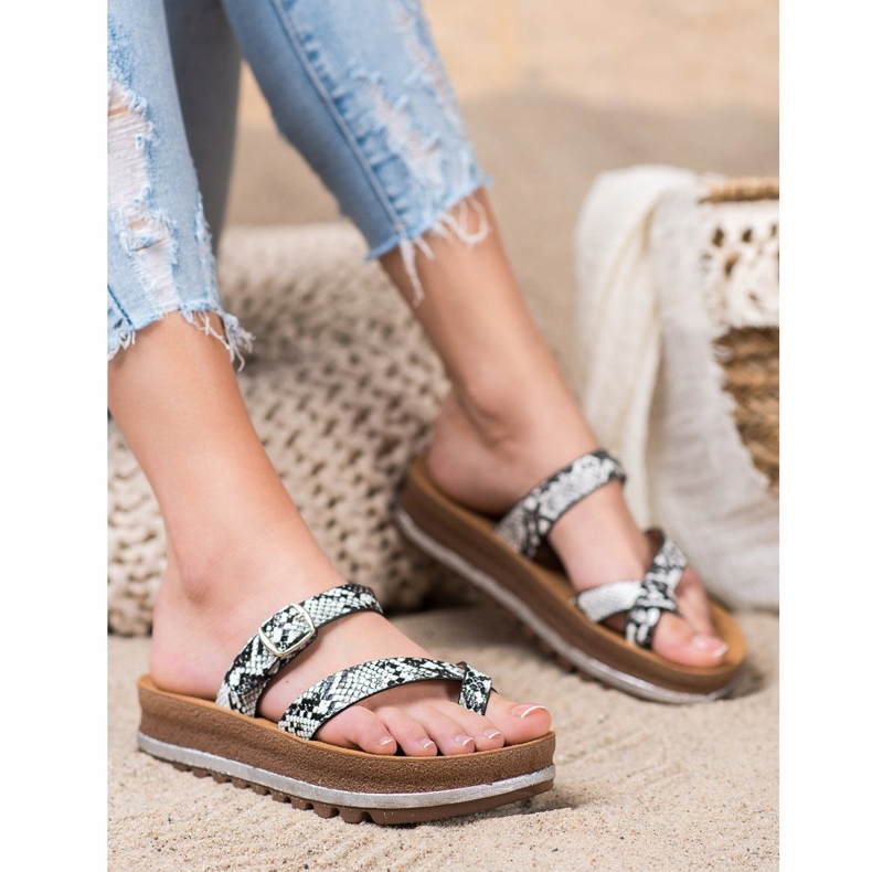 Comer Chinelos na plataforma da moda multicolorido 1