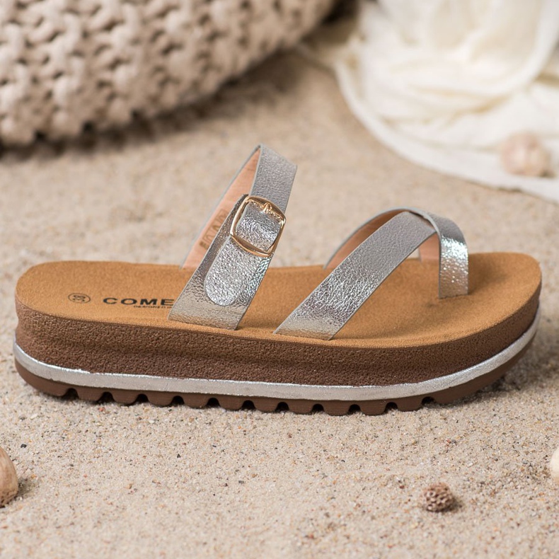 Comer Chinelos na plataforma da moda cinza 2