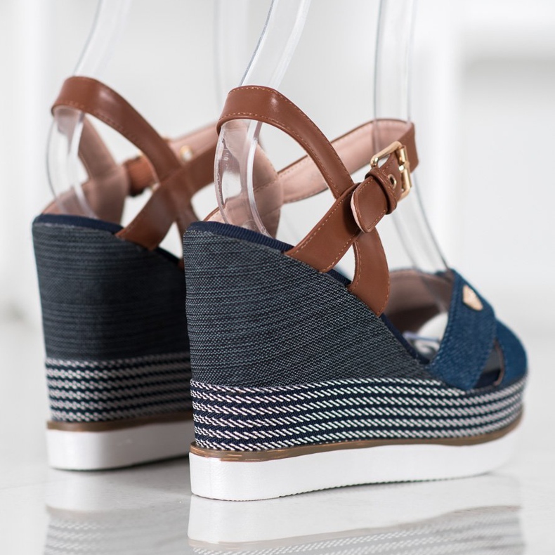 SHELOVET Sandálias de cunha azul 1