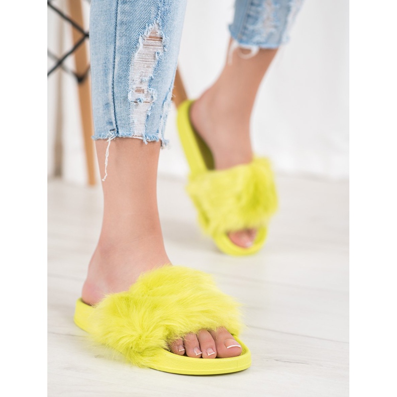 SHELOVET Chinelos de borracha com pele multicolorido verde 2