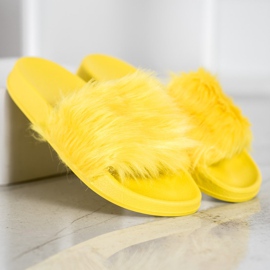 SHELOVET Chinelos de borracha com pele amarelo 2