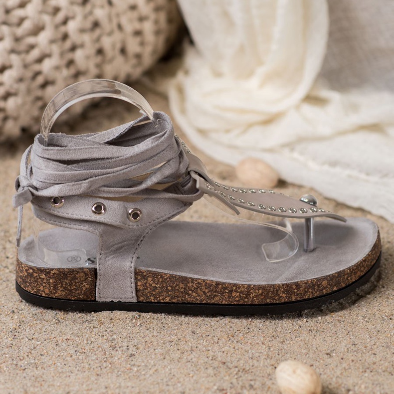 Seastar Sandálias de flip-flops amarradas cinza 2