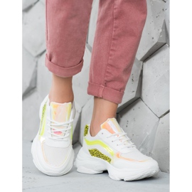 Marquiz Tênis com inserções de neon branco multicolorido 1