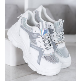 Sweet Shoes Tênis amarrados branco cinza 1