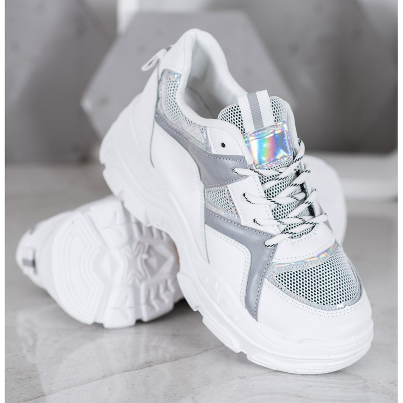 Sweet Shoes Tênis amarrados branco cinza 2