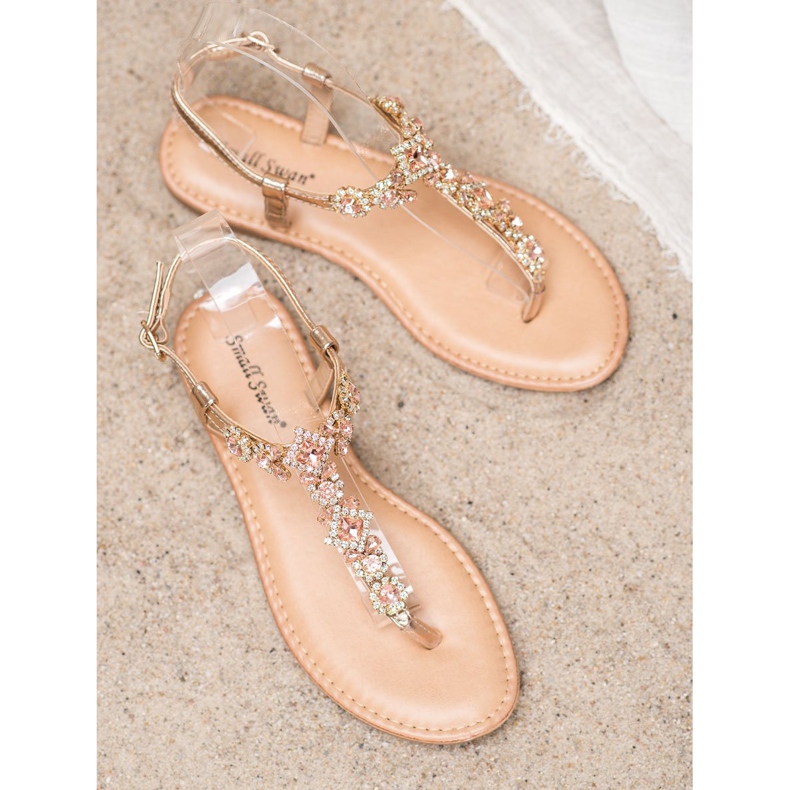 Small Swan Sandálias de chinelo com zircônia cúbica amarelo 2