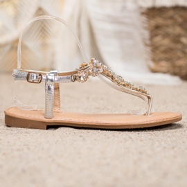 Small Swan Sandálias de chinelo com zircônia cúbica cinza 2