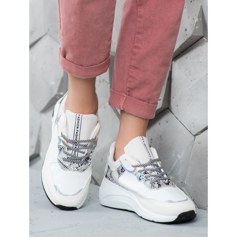 SHELOVET Tênis com estampa de cobra branco multicolorido 2