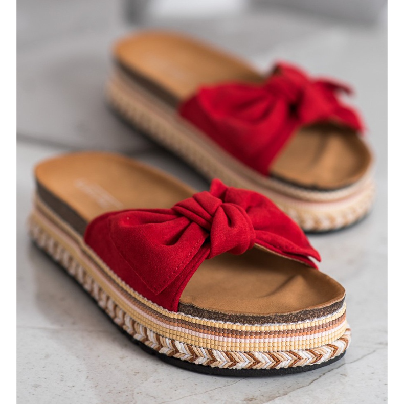SHELOVET Chinelos elegantes na plataforma vermelho 2