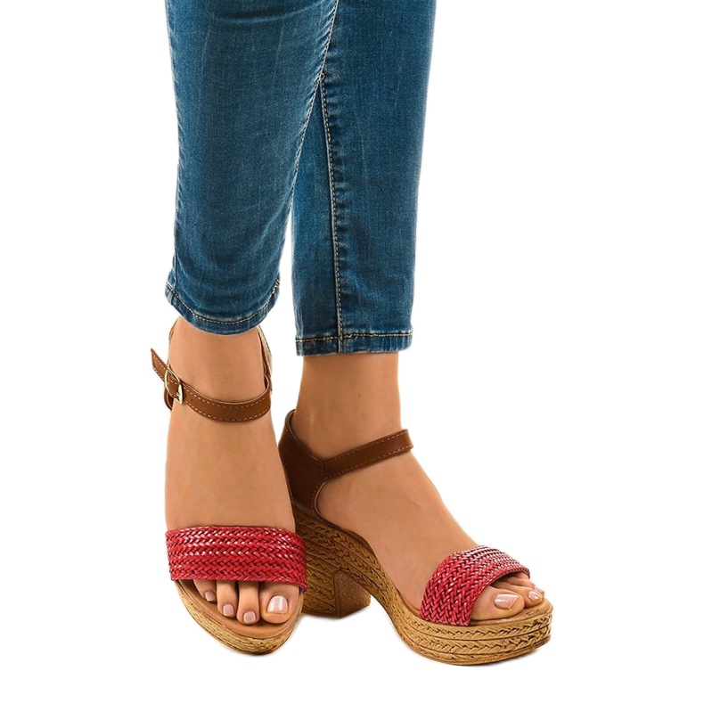 Sandálias de salto alto vermelhas 150-614 vermelho 1