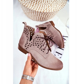 Nicole Botas de couro feminino Cappucino Low Meridan bege 1