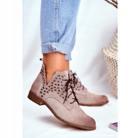 Nicole Botas de couro feminino Cappucino Low Meridan bege 2