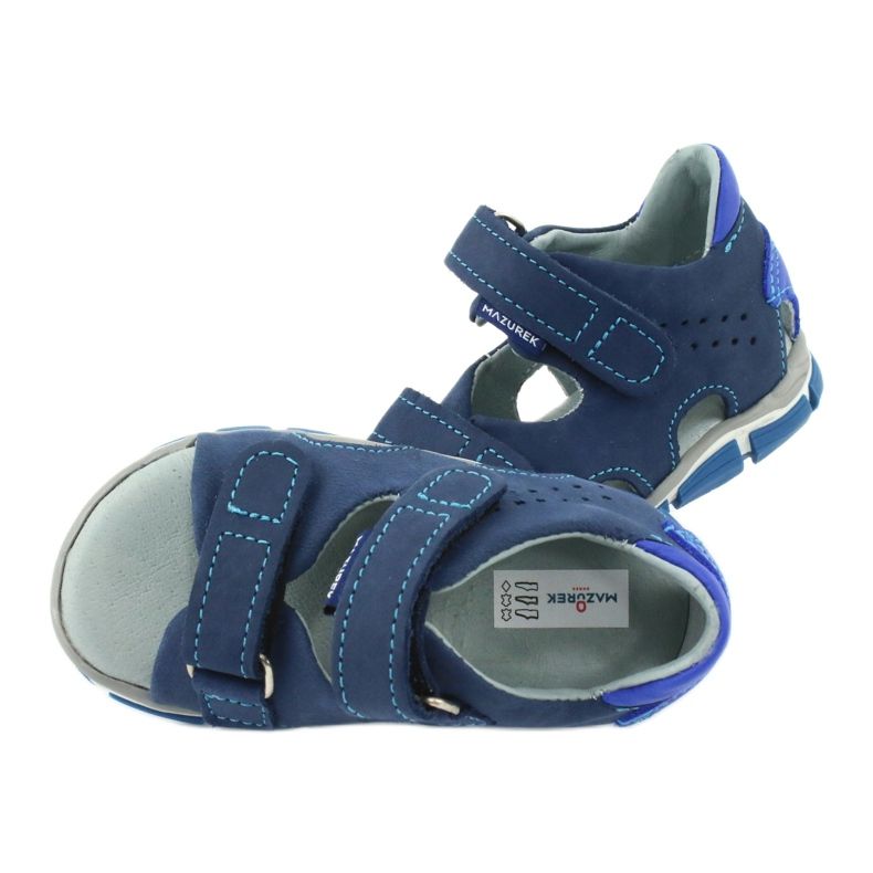 Mazurek Meninos de couro com velcro azul marinho 314 5