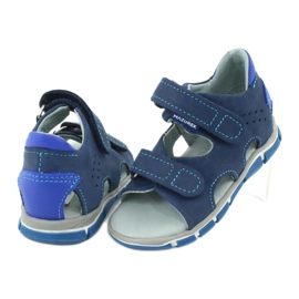 Mazurek Meninos de couro com velcro azul marinho 314 3