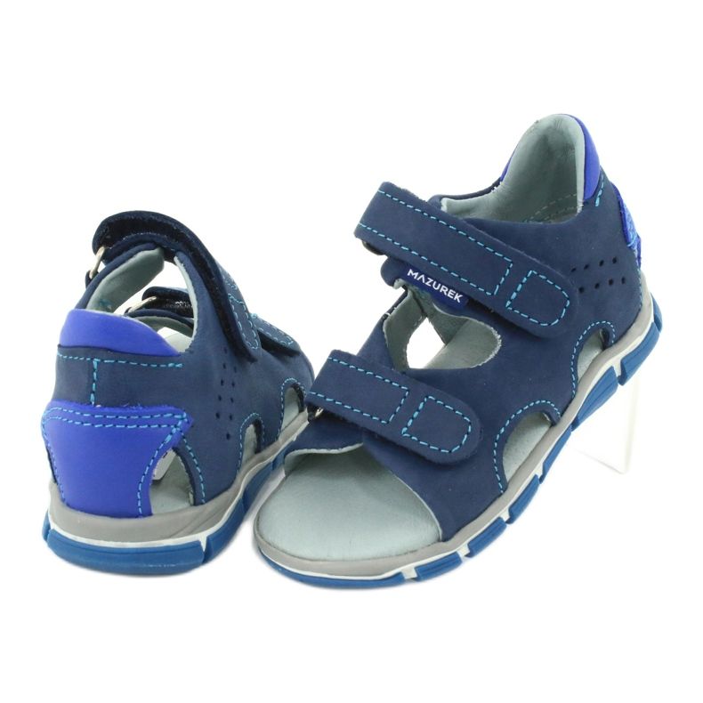 Mazurek Meninos de couro com velcro azul marinho 314 3