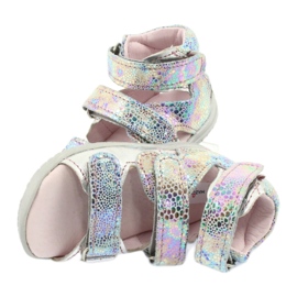 Sandálias de garotas metálicas altas preventivas prateadas mazurek 291 prata 5