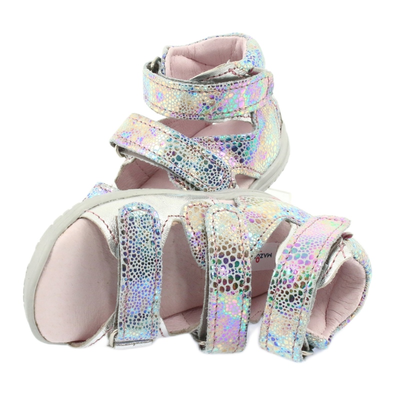 Sandálias de garotas metálicas altas preventivas prateadas mazurek 291 prata 5