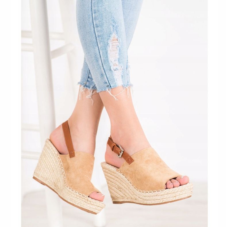 Small Swan Sandálias de camurça da moda castanho 1