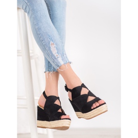 Small Swan Sandálias Fashion Wedge preto 1