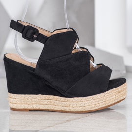 Small Swan Sandálias Fashion Wedge preto 2