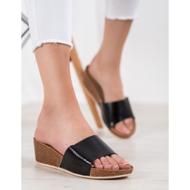 Small Swan Chinelos de couro ecológico preto 1