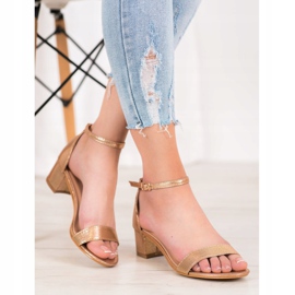 Small Swan Sandálias de couro ecológicas brilhantes dourado 1