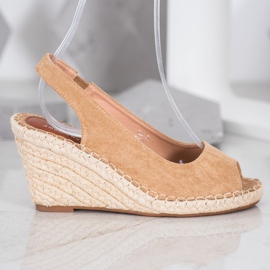 Small Swan Sandálias marrons em cunha alta castanho 1