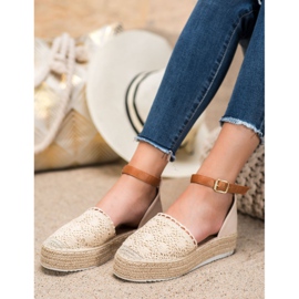 SHELOVET Alpercatas elegantes com renda bege 2