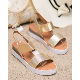 SHELOVET Sandálias douradas na plataforma dourado 2