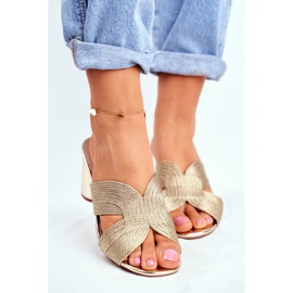 S.Barski Chinelos femininos com salto dourado convidado 2