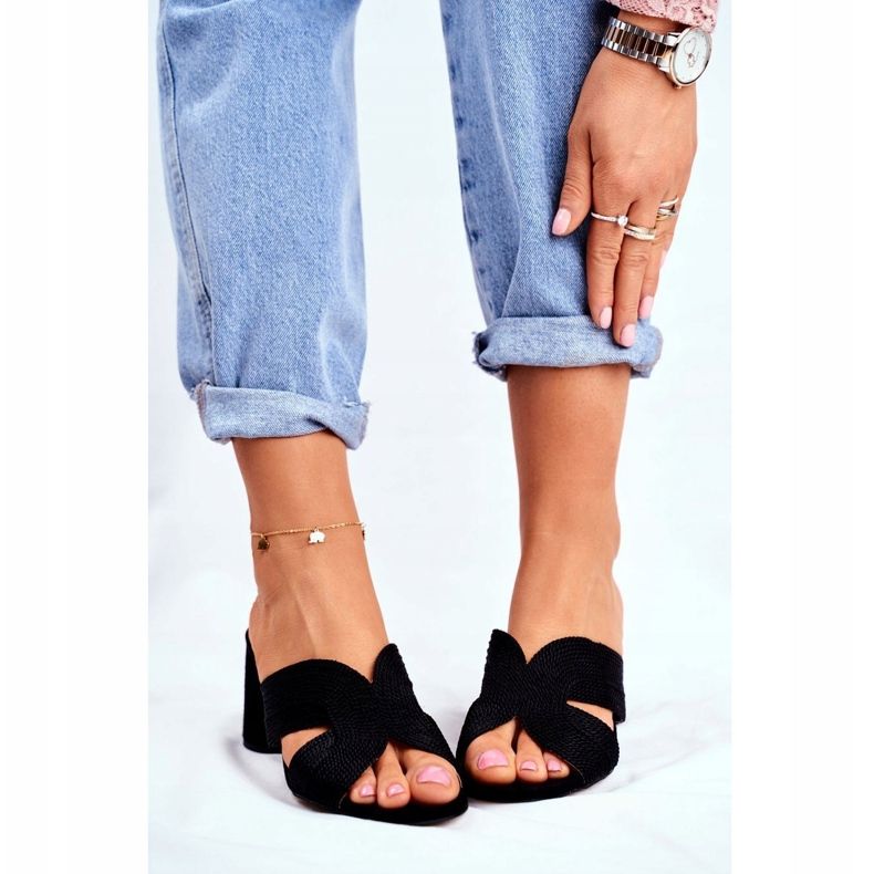 S.Barski Chinelos femininos de salto alto preto convidado 1